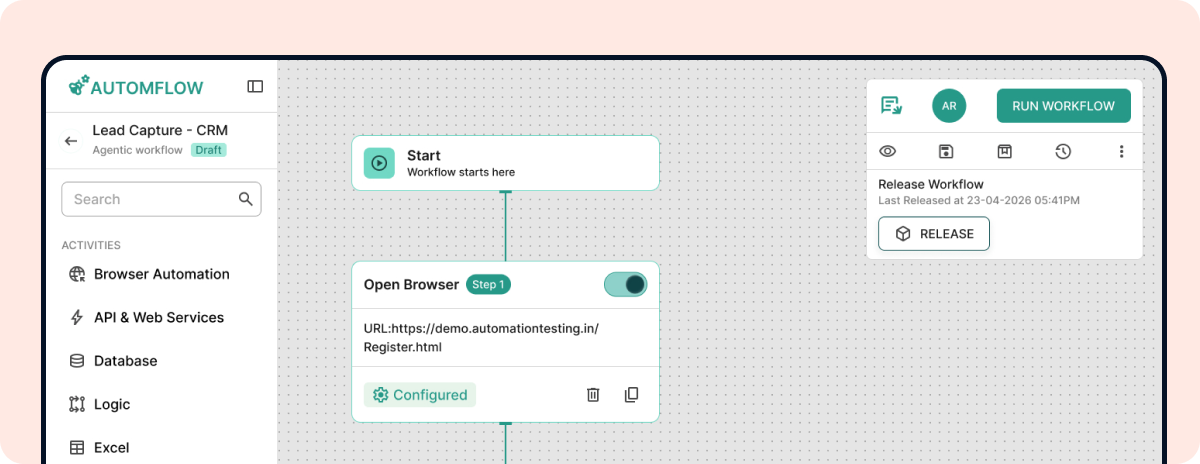 Digital workforce builder interface